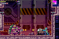 Samus using a Missile against Arachnus-X in Metroid Fusion