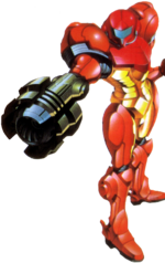 Samus's Missile Launcher ready to fire in Super Metroid