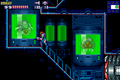An area with a Metroid and an Alpha Metroid