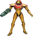 Metroid Prime's render of the Power Suit when checked under Upgrades