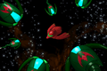 Gunship surrounded by Space Pirate ships in Metroid: Zero Mission