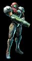 Samus stands in her PED Suit