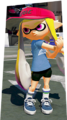Another female Inkling wearing the Golf Visor. Note the difference between it and her Ink color.