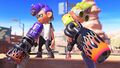 The Punk Cherries being worn by an Octoling (left) in a promotional Splatoon 3 image.