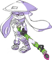 Official art of an Inkling wearing the Bamboo Hat, holding a Bamboozler 14 Mk II.