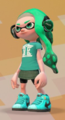 An Inkling Girl wearing the Squidfin Hook Cans.