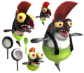 Unofficial render of the Lesser Salmonids' game models (Cohock is on the right) from Splatoon 3.