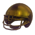 A golden American football helmet.