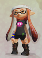 Another female Inkling wearing the White Headband in a screenshot from before Splatoon's release.