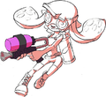 Official art of an Inkling holding the Octo Shot Replica.