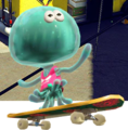 3D art of a jellyfish on a skateboard in Splatoon 2.