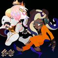2D art of Pearl and Marina in Splatoon 3