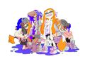 Celebratory art for Splatoon selling over one million copies by June 2015