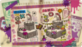 A hand-drawn guide for decorating an Octarian lair, presumably made by Callie. A doodle of an Octoballer can be seen. It also shows a platform with an Octotrooper on it.