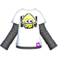 The White Tee with a long-sleeved undershirt and a squid sticker for Splatoon Global Testfire.