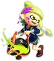 The same yellow green female Inkling, in a different pose.