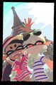 Squid Sisters in front of the Eiffel Tower.