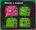 The select screen from the Switch event demo selecting the Splattershot