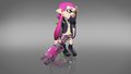 Another promo image of a female Inkling wearing the School Shoes, holding a .52 Gal Deco.