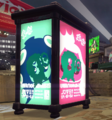 Posters of Marina and Pearl in Arowana Mall with Marina's icon from the Octo Expansion superimposed over their faces