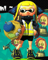 Female Agent 3 patting a retrieved Zapfish doll at the end of a mission.