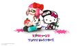 A similar Inkling in a promo image for Sanrio-themed Splatfests.
