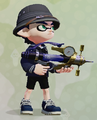 A male Inkling wearing the Blue Sailor Suit, holding a Splash-o-matic.