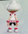 Male Inkling wearing SQUID GIRL Hat, Tunic, and Shoes (back).