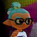 Closeup of a male Inkling wearing the Retro Specs.