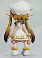 Female Inkling wearing SQUID GIRL Hat, Tunic, and Shoes (back).