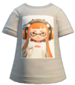 An unused shirt featuring an Inkling girl wearing the Noise Cancelers. Its model can be found in the files of 1.0.0, but it has no gear entry in any version.[8]