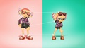 A promotional image for Fresh Season 2024 featuring an Inkling demoing the styles of the Tinted Shades, Hothouse Hoodie, and FishFry Sandals.