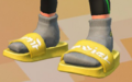 Closeup of the Yellow Fishfry Sandals.