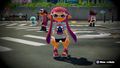 Inklings wearing the default Splatfest Tee, having not started the game since taking part in a Splatfest.