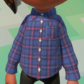 A close up of a male Inkling wearing the Vintage Check Shirt in Splatoon 2.