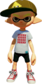 A male Inkling wearing the Gray Vector Tee.
