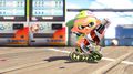 An Inkling boy sitting and holding the Foil Squeezer in Wahoo World