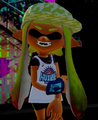 Another female Inkling wearing the B-ball Jersey (Away), showing the wristband more clearly.