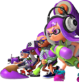 Art of a team of Inklings - the second is wearing the Blue Slip-Ons.