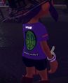 The SquidForce name on the back of the Splatfest Tee glows in the dark in Splatoon 2.