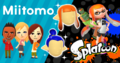 A promotional banner for Splatoon featuring in Miitomo.