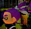 Closeup of a male Inkling wearing the Squid Hairclip.