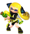 Inkling's Player 3 Costume from Super Smash Bros. Ultimate wears the Hero Runner Replicas.