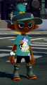 A male Inkling wearing the Green Rain Boots.