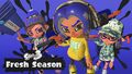 The Octoling in the middle is wearing the Lemon Hoodless