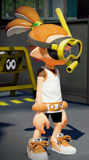 Snorkel mask + squid girl tunic + white seahorses.png