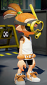 Another male Inkling wearing the Snorkel Mask.