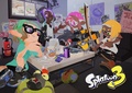 The Inkling on the left is wearing the Blue & Black Squidkid III.