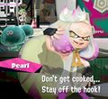 Pearl in the signature pose of Off the Hook