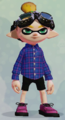Another male Inkling wearing the Vintage Check Shirt.
